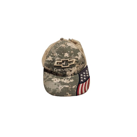 Chevrolet Camouflage Mesh Trucker Hat With American Flag - Picture 1 of 7